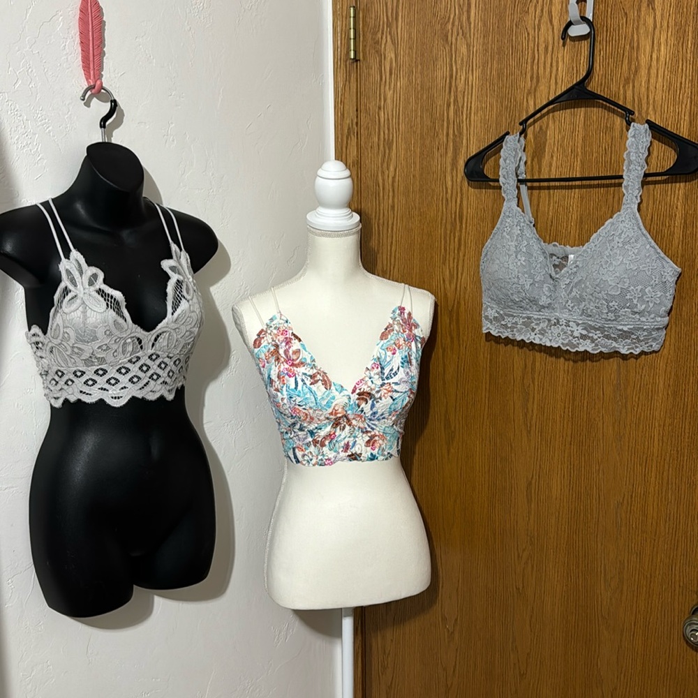 3 Pc Bundle Bralettes With Adjustable Straps & Pa… - image 1